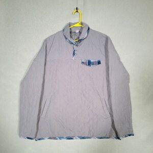 CHICYEA Womens Gray/Blue Snap Up Quilted Pullover Jacket Size Large